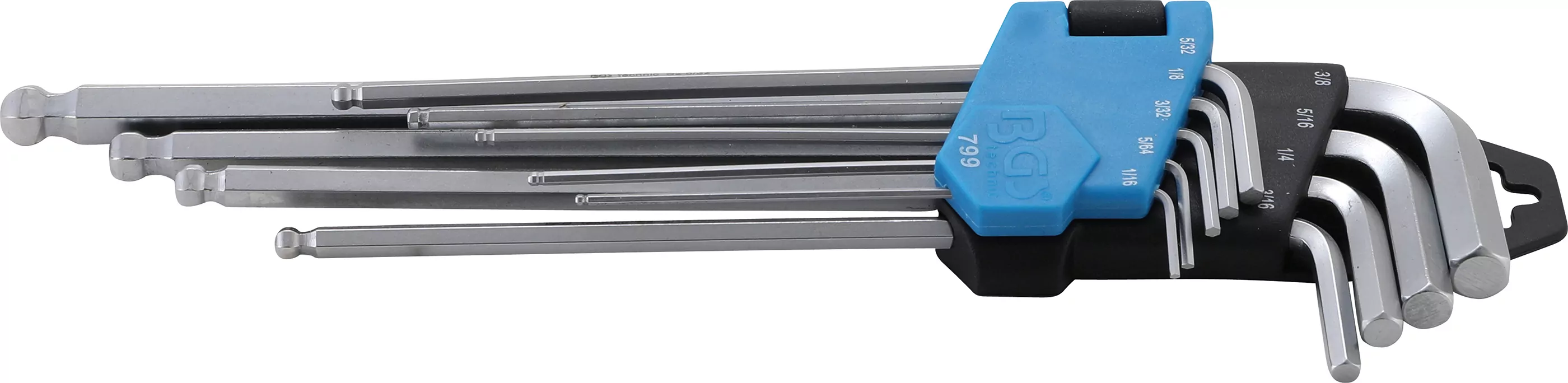 Winkelschlüssel-Satz | Zollgrößen | Innensechskant / Innensechskant mit Kugelkopf 1/16" - 3/8" | 9-tlg.