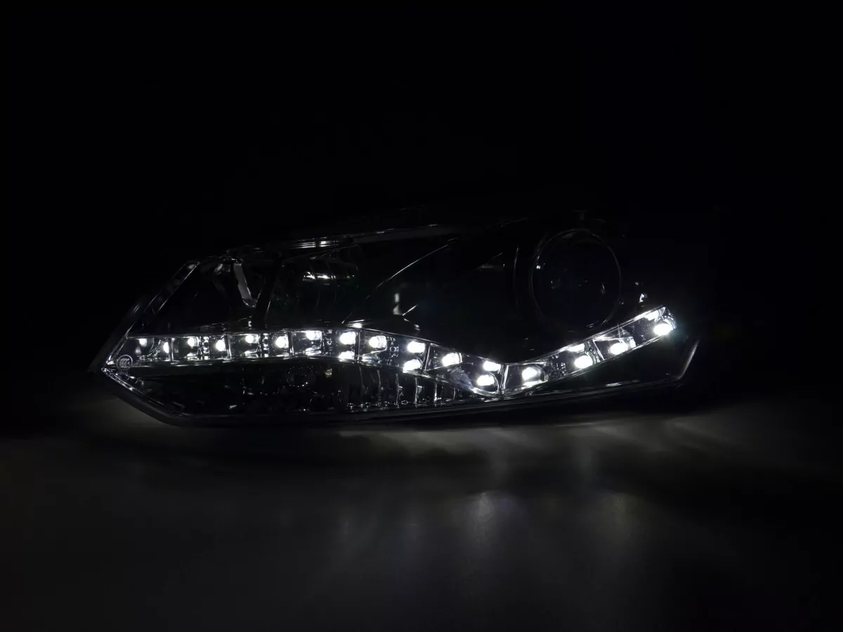 Scheinwerfer Set Daylight LED Tagfahrlicht VW Polo 6R Bj. 09- chrom für Rechtslenker