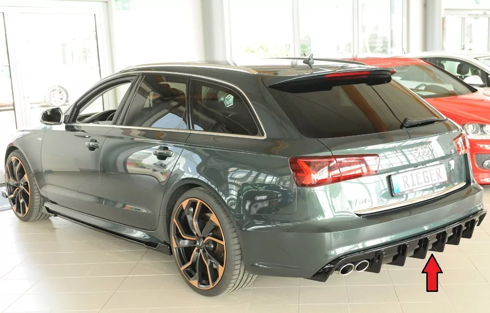 Rieger Heckeinsatz (für Fzg. mit AHK) glanz schwarz für Audi A6 S6 (4G/C7) Lim. 09.14- (ab Facelift)