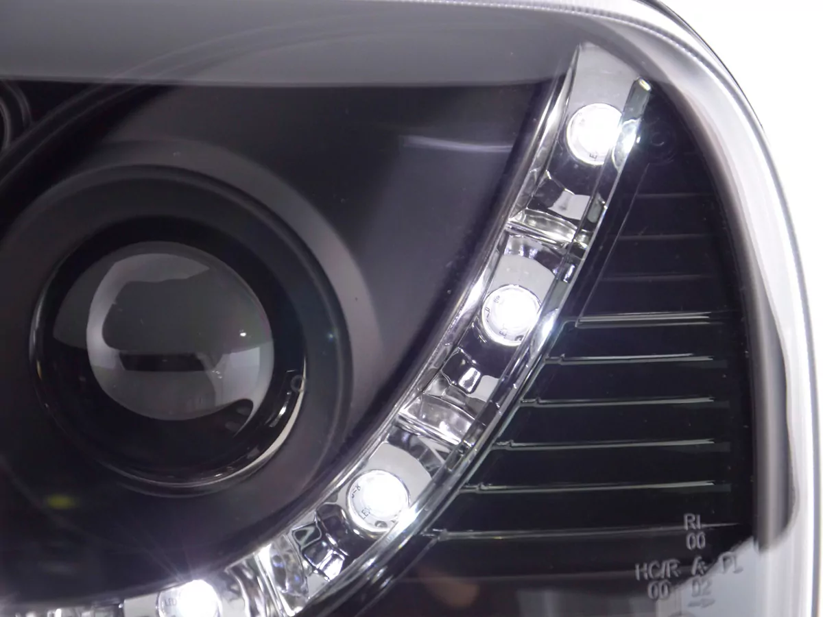 Scheinwerfer Set Daylight LED TFL-Optik VW Golf 3 Typ 1HXO 1EXO Bj. 91-97 schwarz