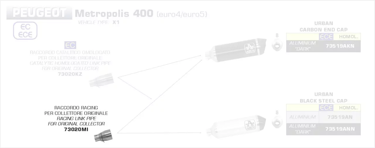 73020MI-Arrow Verbindungsrohr Ohne Kat Peugeot Metropolis 400 17-21