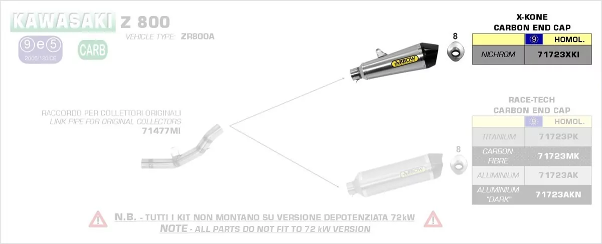 Arrow X-Kone Silencer Kawasaki Z 800 E 13-16