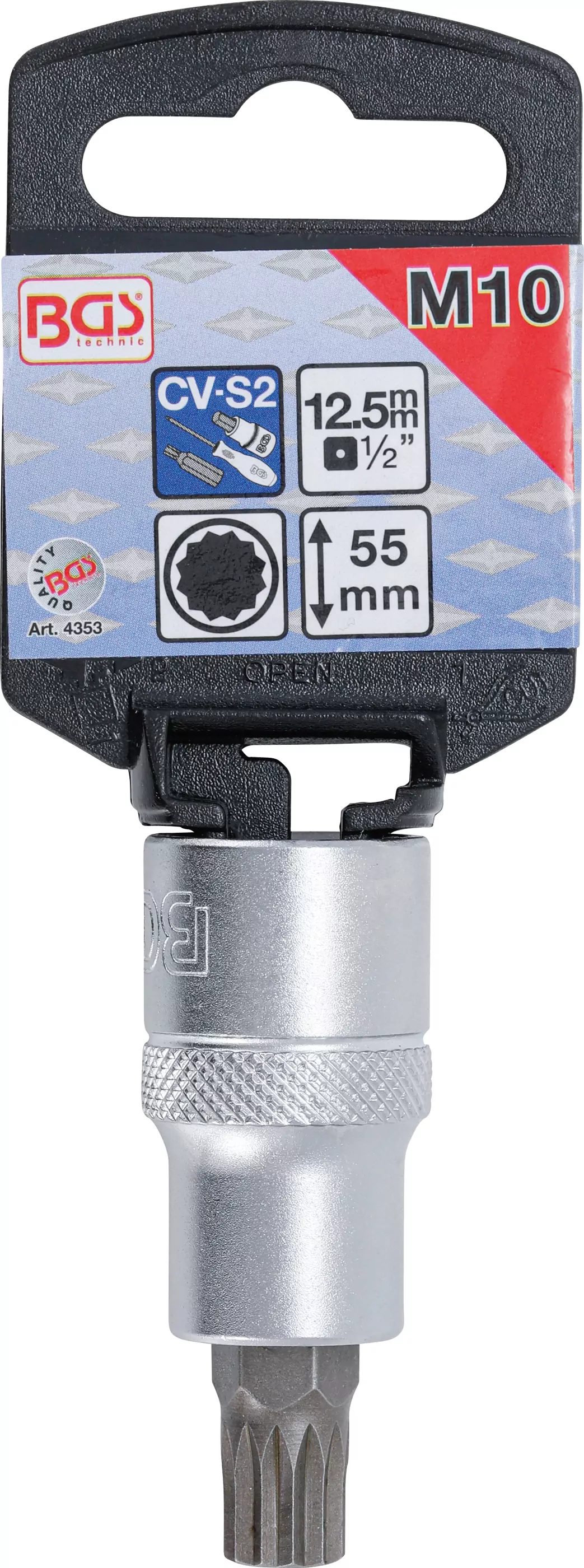 Bit-Einsatz | Antrieb Innenvierkant 12,5 mm (1/2") | Innenvielzahn (für XZN) M10