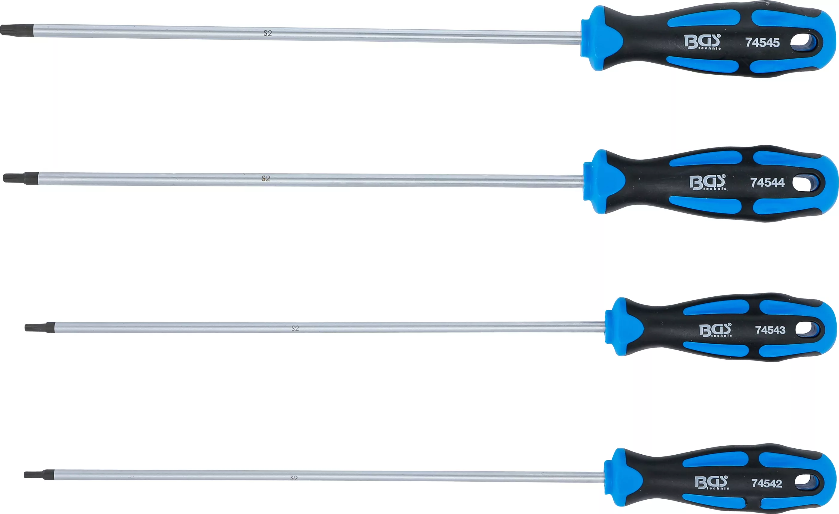 Schraubendreher-Satz | extra lang | T-Profil (für Torx) | T15 - T30 | 4-tlg.