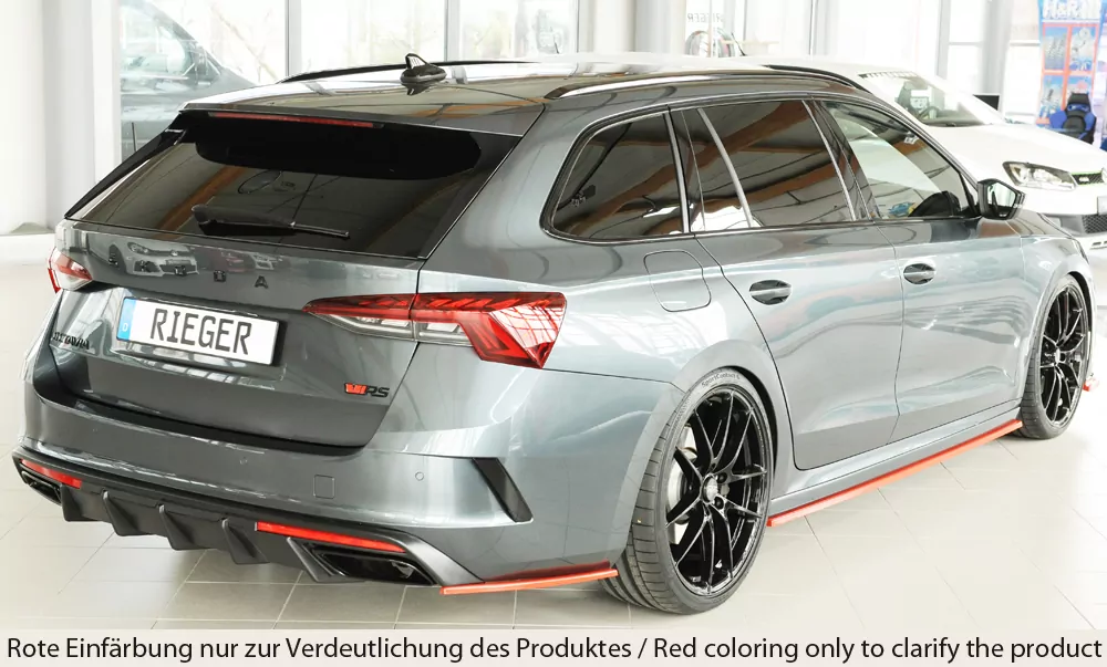 Rieger Heckschürzenansatz seitlich links matt schwarz für Skoda Octavia RS (NX) Lim. 08.24- (ab Facelift/PV)