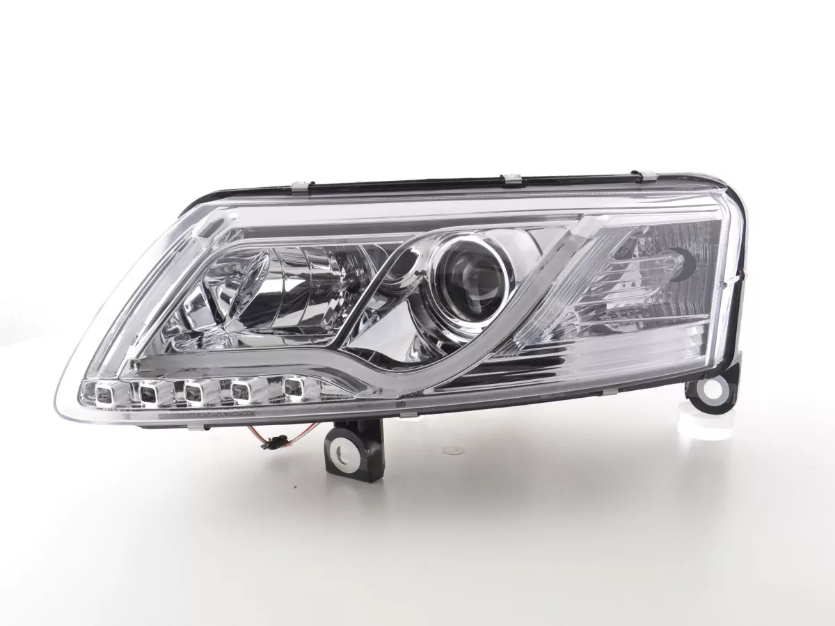 Scheinwerfer Set Daylight LED TFL-Optik Audi A6 Typ 4F Bj. 04-08 chrom für Rechtslenker