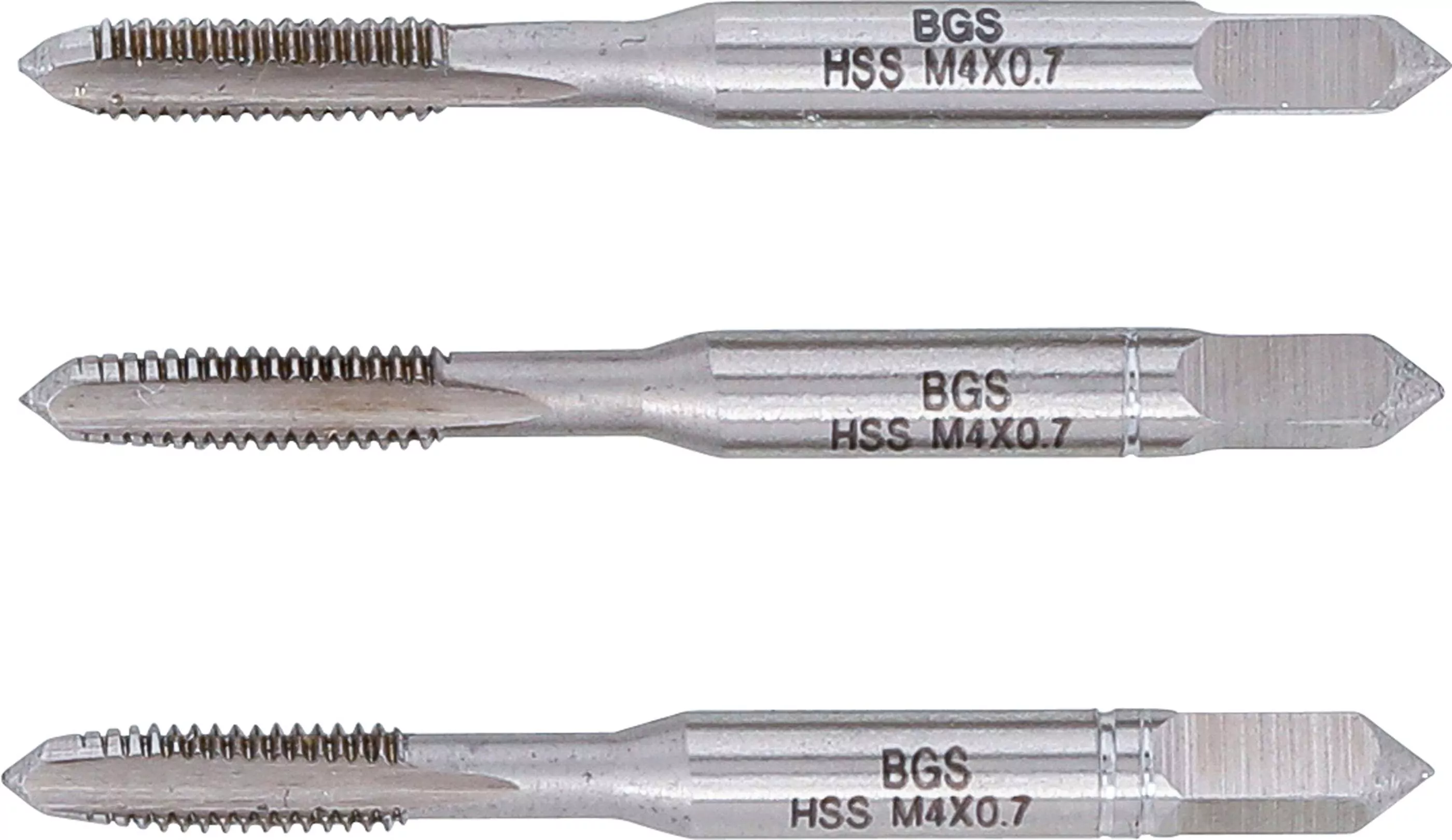 Gewindebohrer-Satz | Vor-, Mittel- und Fertigschneider | HSS-G | M4 x 0,7 mm | 3-tlg.