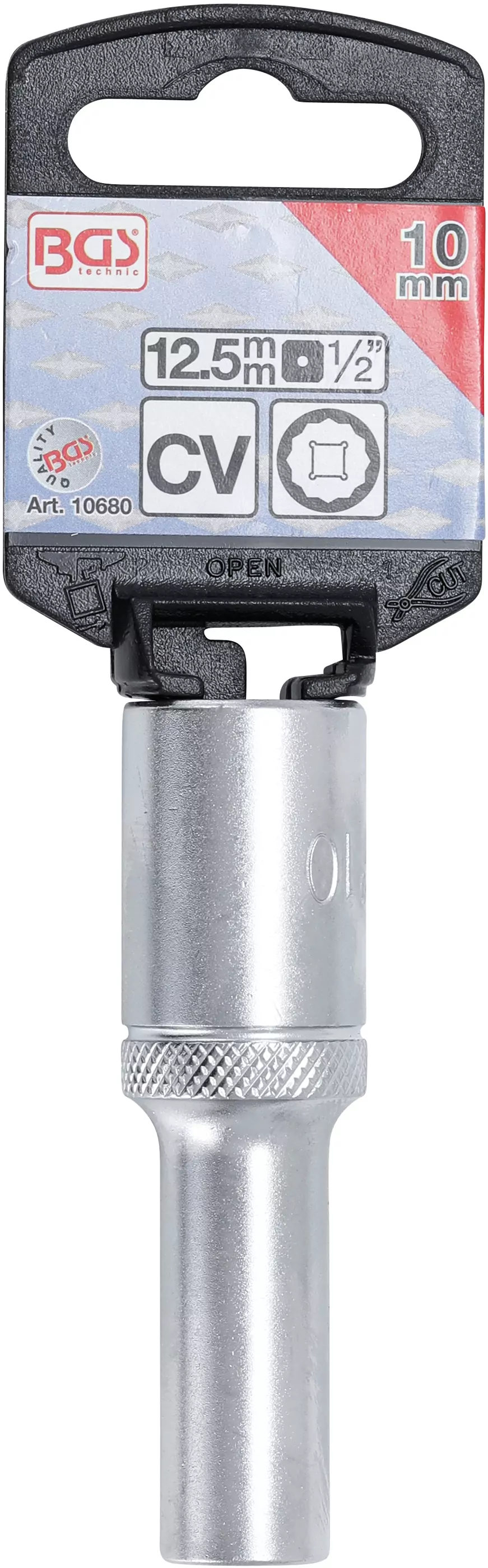 Steckschlüssel-Einsatz Zwölfkant, tief | Antrieb Innenvierkant 12,5 mm (1/2") | SW 10 mm