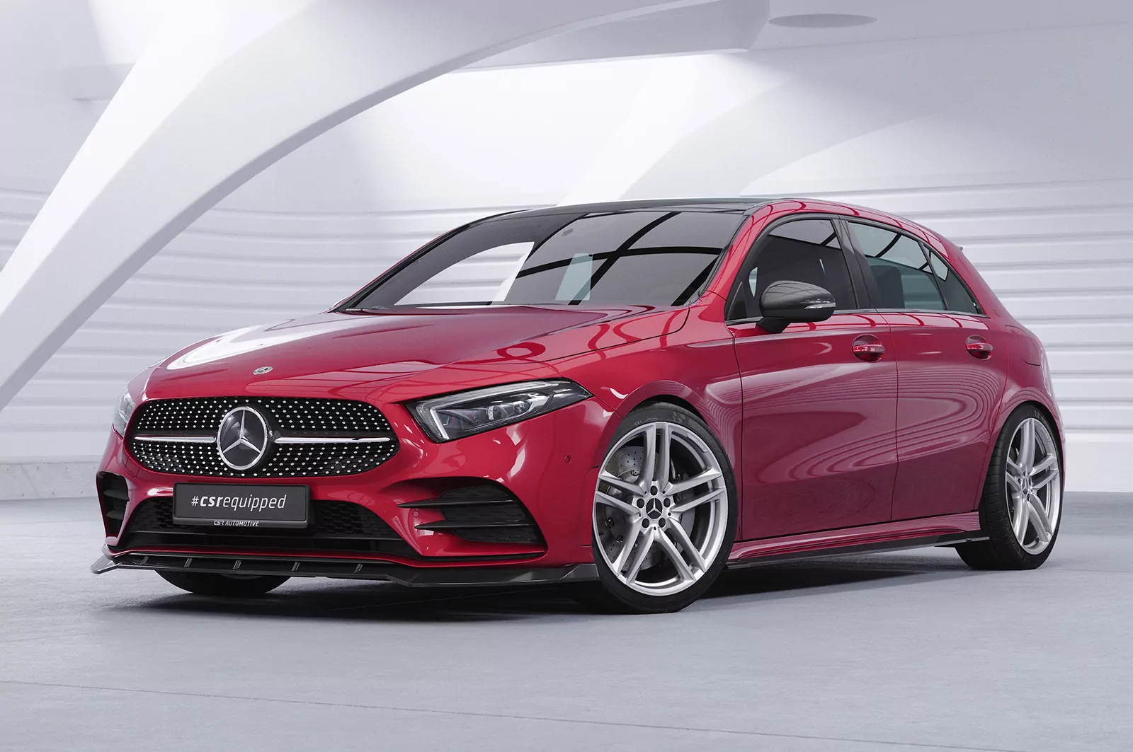 Cup-Spoilerlippe mit ABE für Mercedes Benz A-Klasse 177 A35 AMG/AMG-Line CSL660 Schwarz Strukturiert