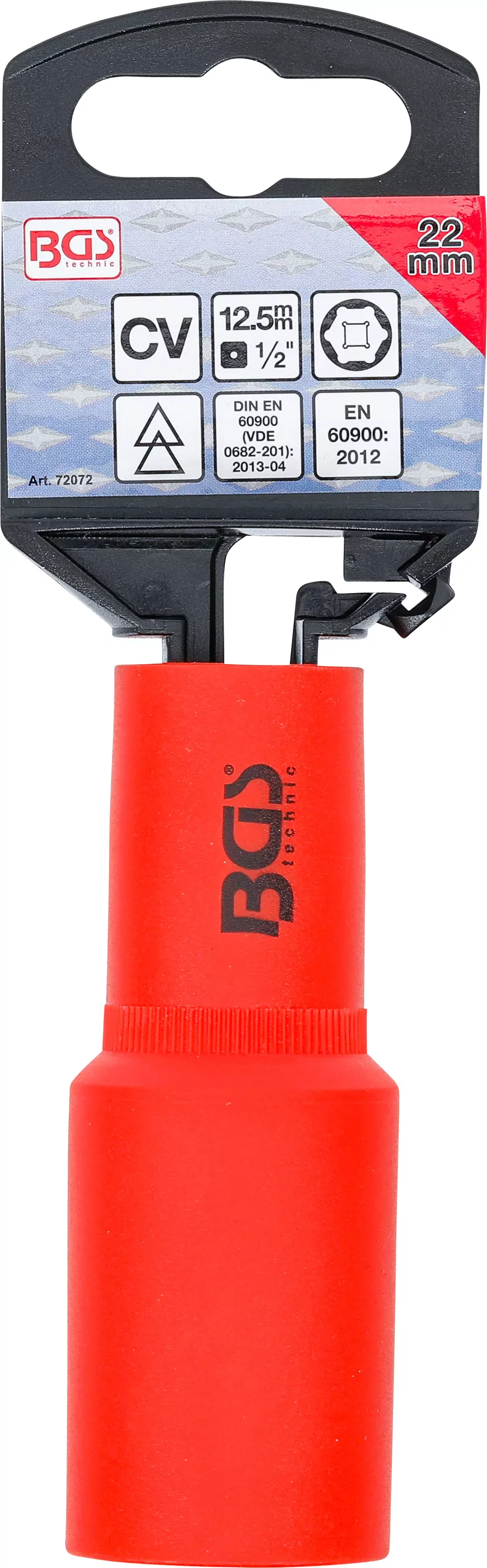 VDE-Steckschlüssel-Einsatz Sechskant | Antrieb Innenvierkant 12,5 mm (1/2") | SW 22 mm