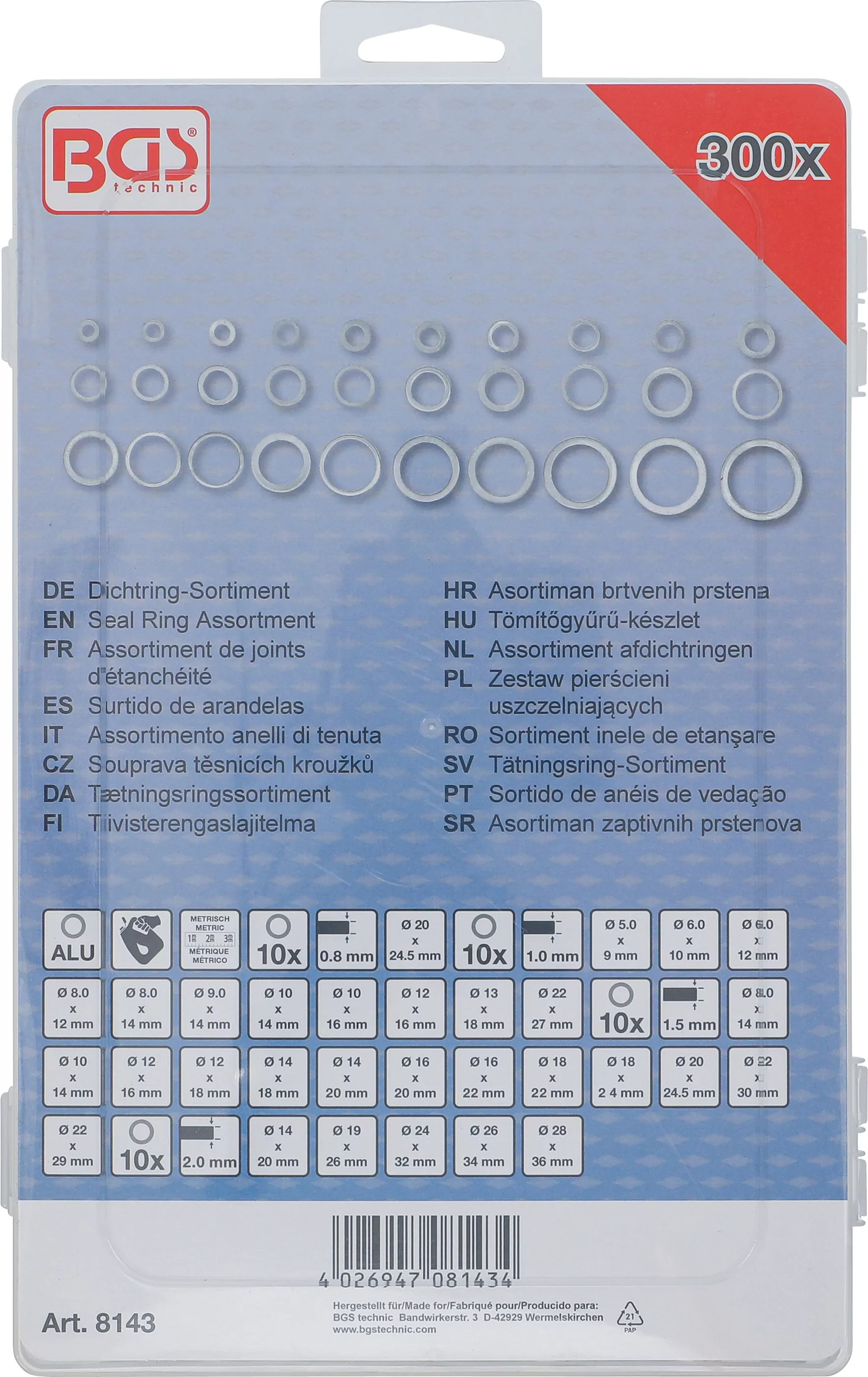 Dichtring-Sortiment | Aluminium | 300-tlg.