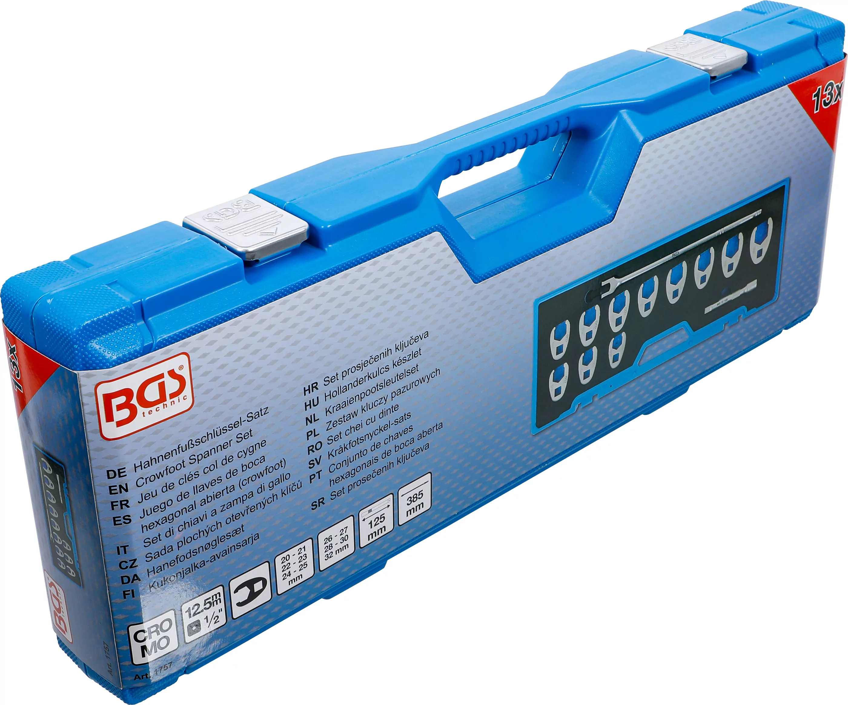 Hahnenfußschlüssel-Satz | Antrieb Innenvierkant 12,5 mm (1/2") | 12,5 mm (1/2") | SW 20 - 32 mm | 13-tlg.