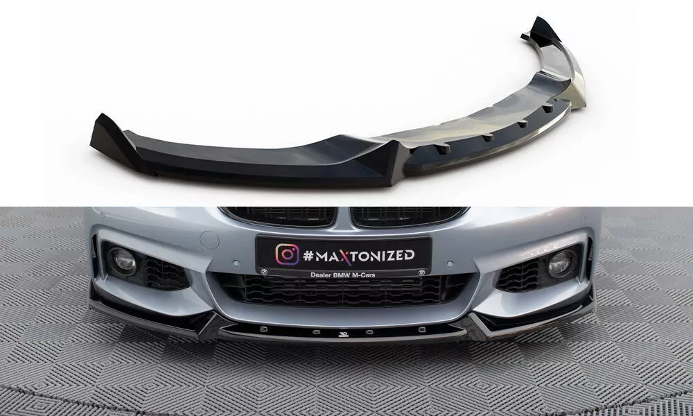 Front Ansatz V.4 Für BMW 4er Coupe / Gran Coupe / Cabrio M-Paket F32 / F36 / F33 Schwarz Hochglanz