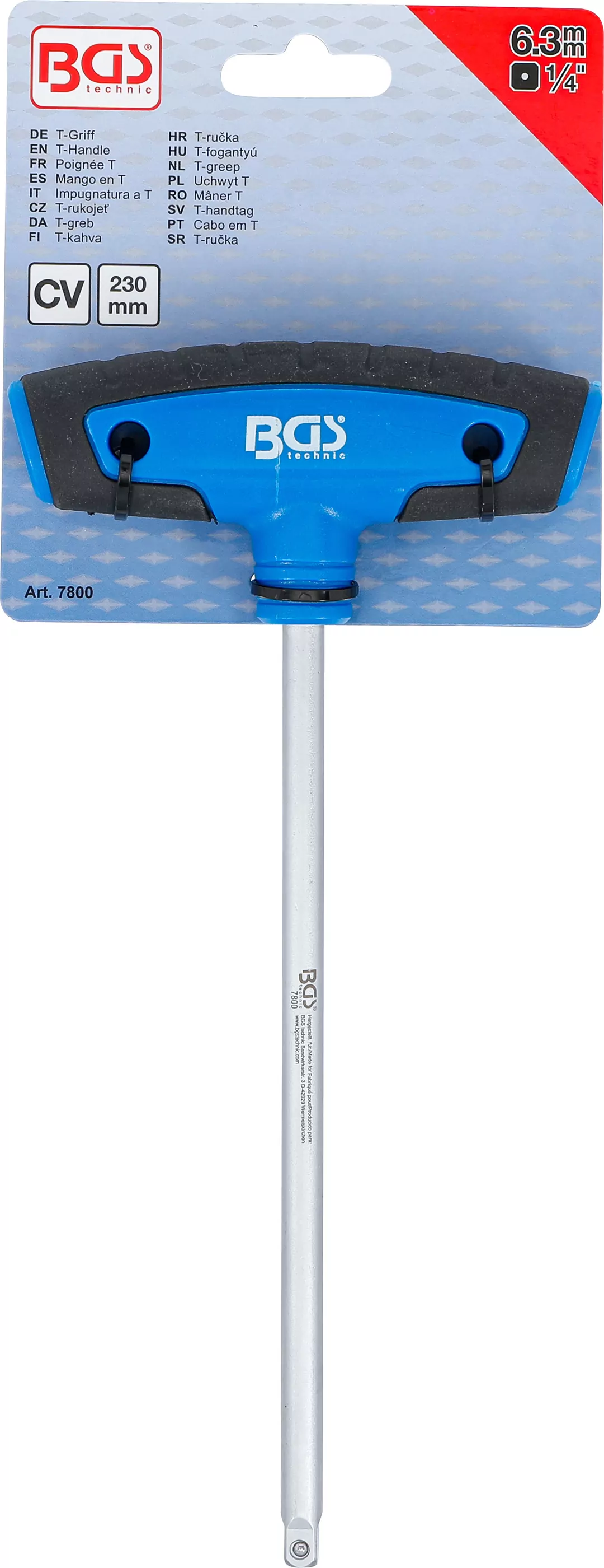 T-Griff | Abtrieb Außenvierkant 6,3 mm (1/4") | 230 mm