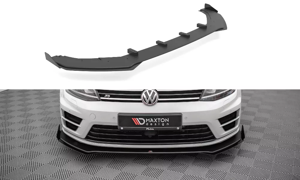 Street Pro Front Ansatz Für +Flaps Für V.1 + Flaps Volkswagen Golf R Mk7 Schwarz Hochglanz