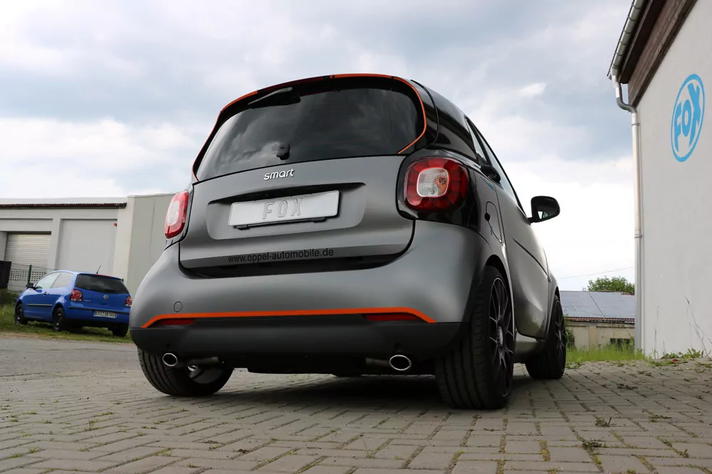 Smart Fortwo 453  Endschalldämpfer quer Ausgang rechts/links inkl. Flexstück - 86x54 Typ 32 rechts/links