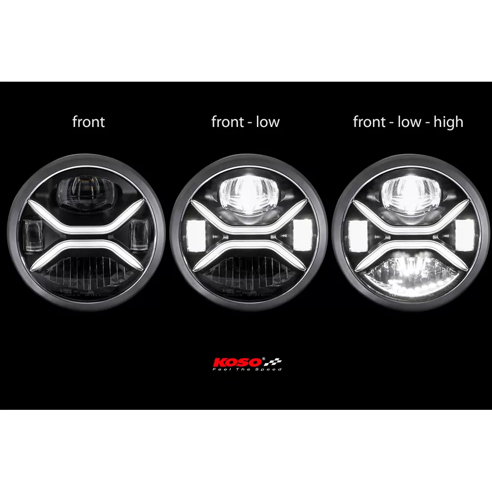 KOSO LED-Scheinwerfer XENITH, schwarz, seitliche Befestigung