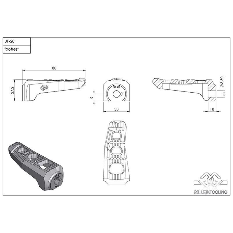 Gilles Austauschfußrasten-Kit Touring Sozius schwarz für Honda CBR1000RR CBR650R
