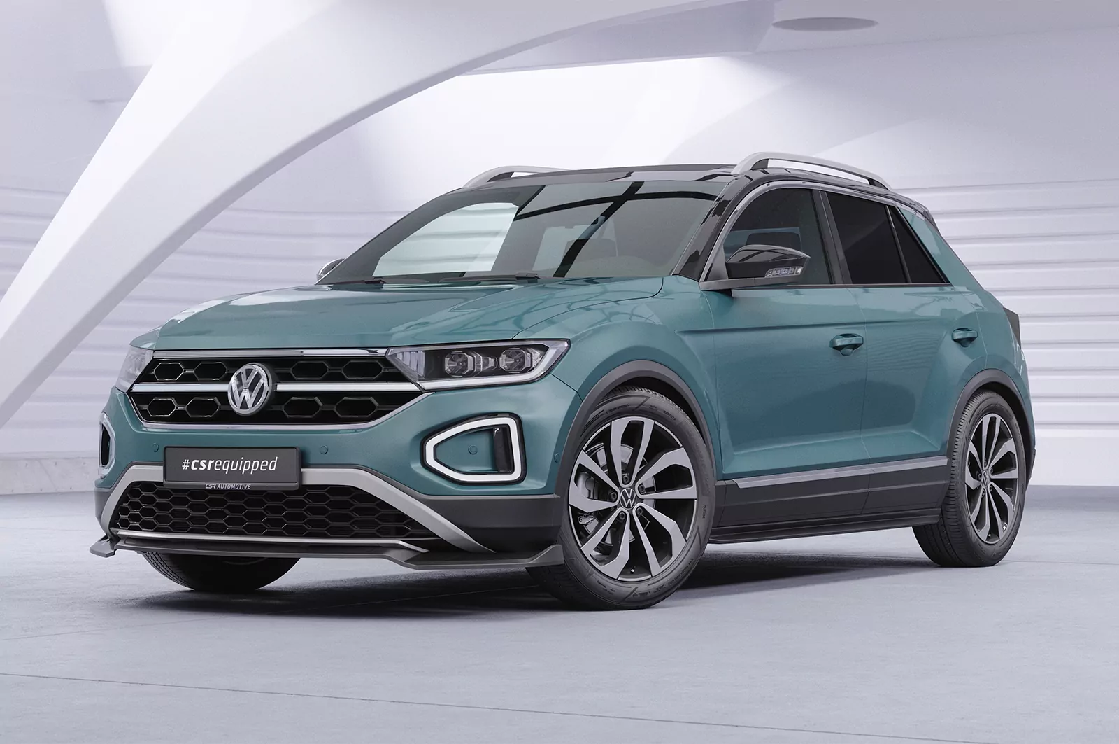 Cup-Spoilerlippe mit ABE für VW T-Roc (A1) Facelift CSL766 Schwarz Strukturiert