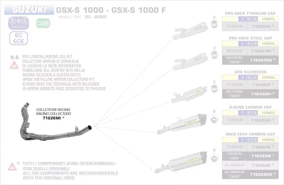 71628MI-Arrow Racing Krümmer Suzuki GSX-S 1000 / 1000 F 17-19