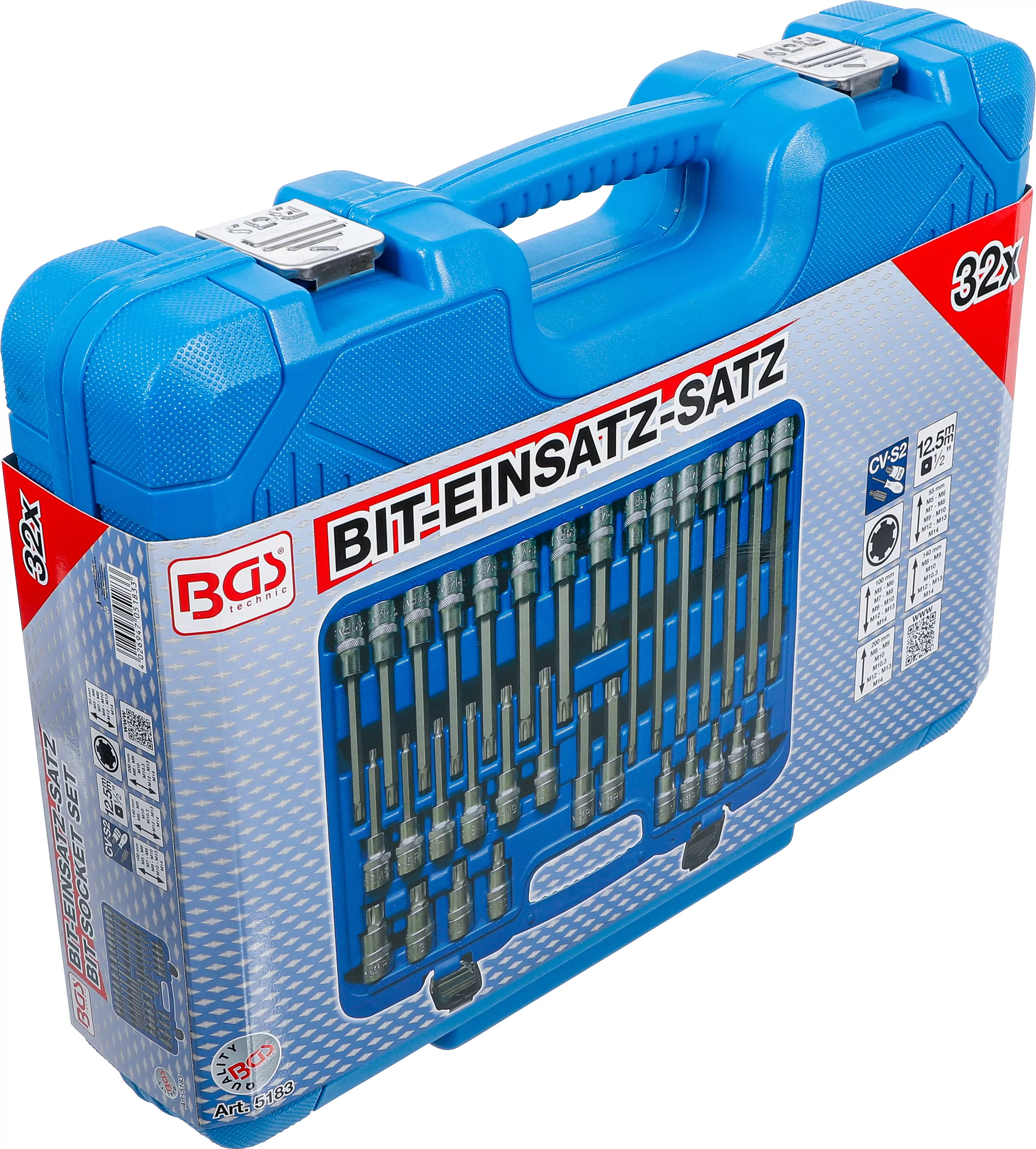 Bit-Einsatz-Satz | Antrieb Innenvierkant 12,5 mm (1/2") | Keil-Profil (für RIBE) | 32-tlg.