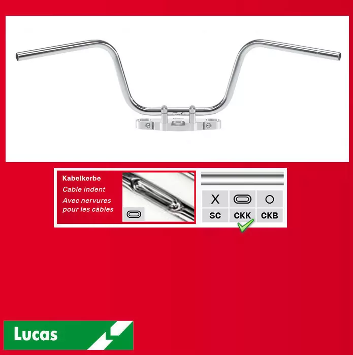 Stahllenker "Apehanger", Stahl, verchromt 1 ZOLL (25,4 MM) mit Kabelkerben, Breite: 920mm