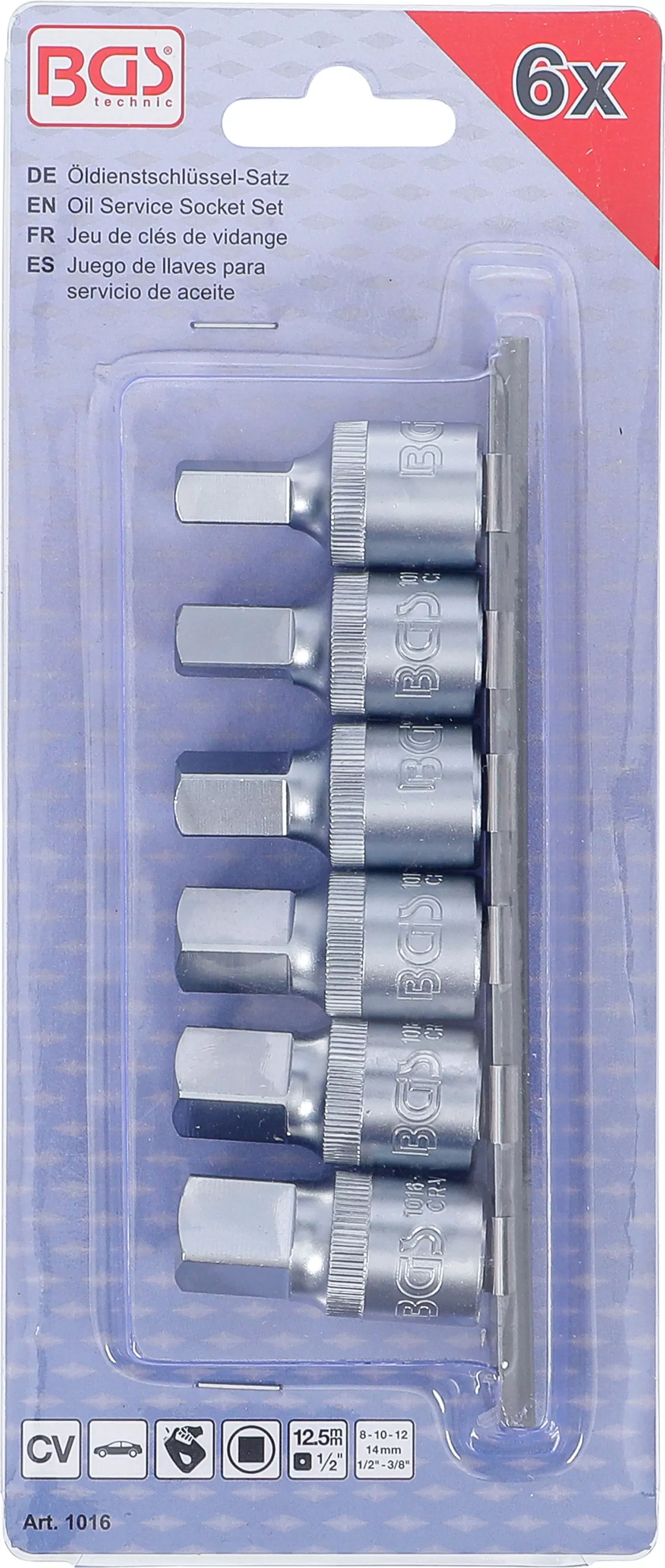 Öldienstschlüssel-Satz | Antrieb Innenvierkant 12,5 mm (1/2") | Abtrieb Innenvierkant | 6-tlg.