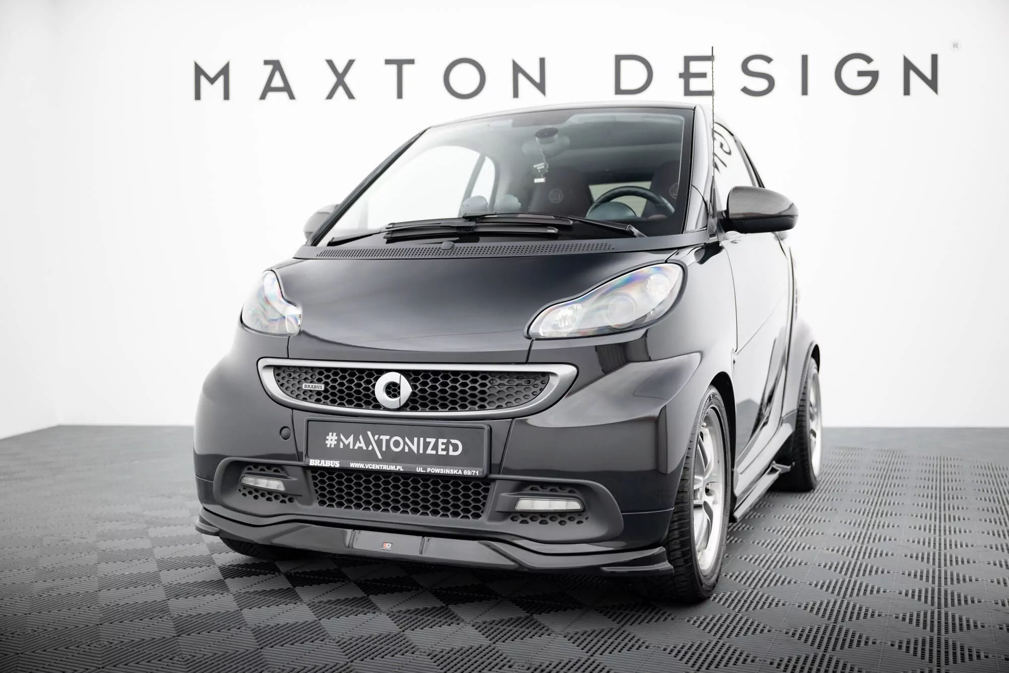 Front Ansatz Für  Brabus Smart Fortwo C451 Facelift Schwarz Hochglanz