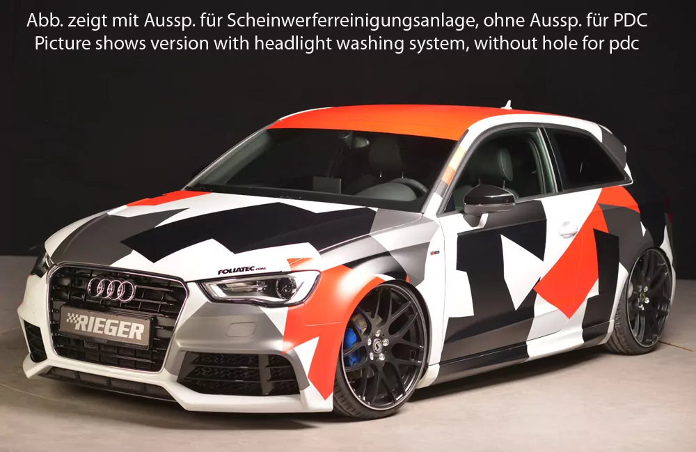 Rieger Spoilerstoßstange für Audi A3 S3 (8V) - 3-tür. (Schrägheck 8V1) 05.13-08.16 (bis Facelift) carbon optik