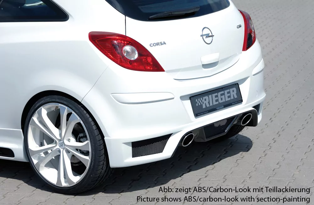 Rieger Heckschürzenansatz für Opel Corsa D - 5-tür. 07.06-12.10 (bis Facelift) carbon optik