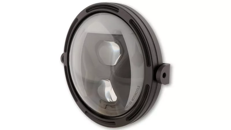 HIGHSIDER pro 7 Zoll Hauptscheinwerfer Frame-R1 Typ 8 LED Schwarz Seitliche Befestigung, E-Geprüft (1Stck)
