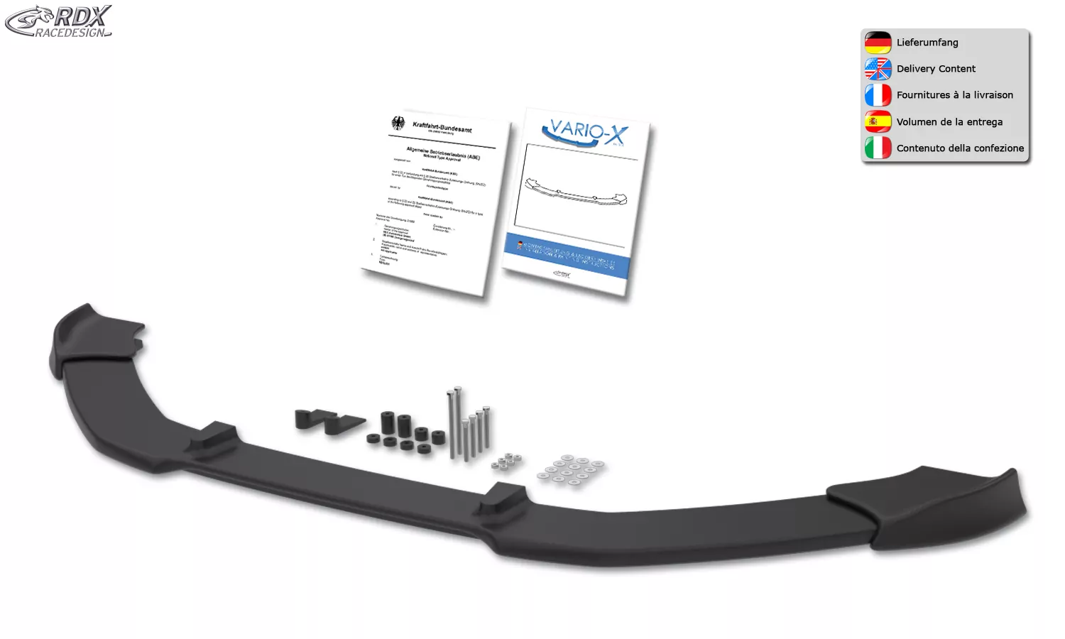 RDX Frontspoiler VARIO-X für SKODA Yeti 2014+ Frontlippe Front Ansatz Vorne Spoilerlippe