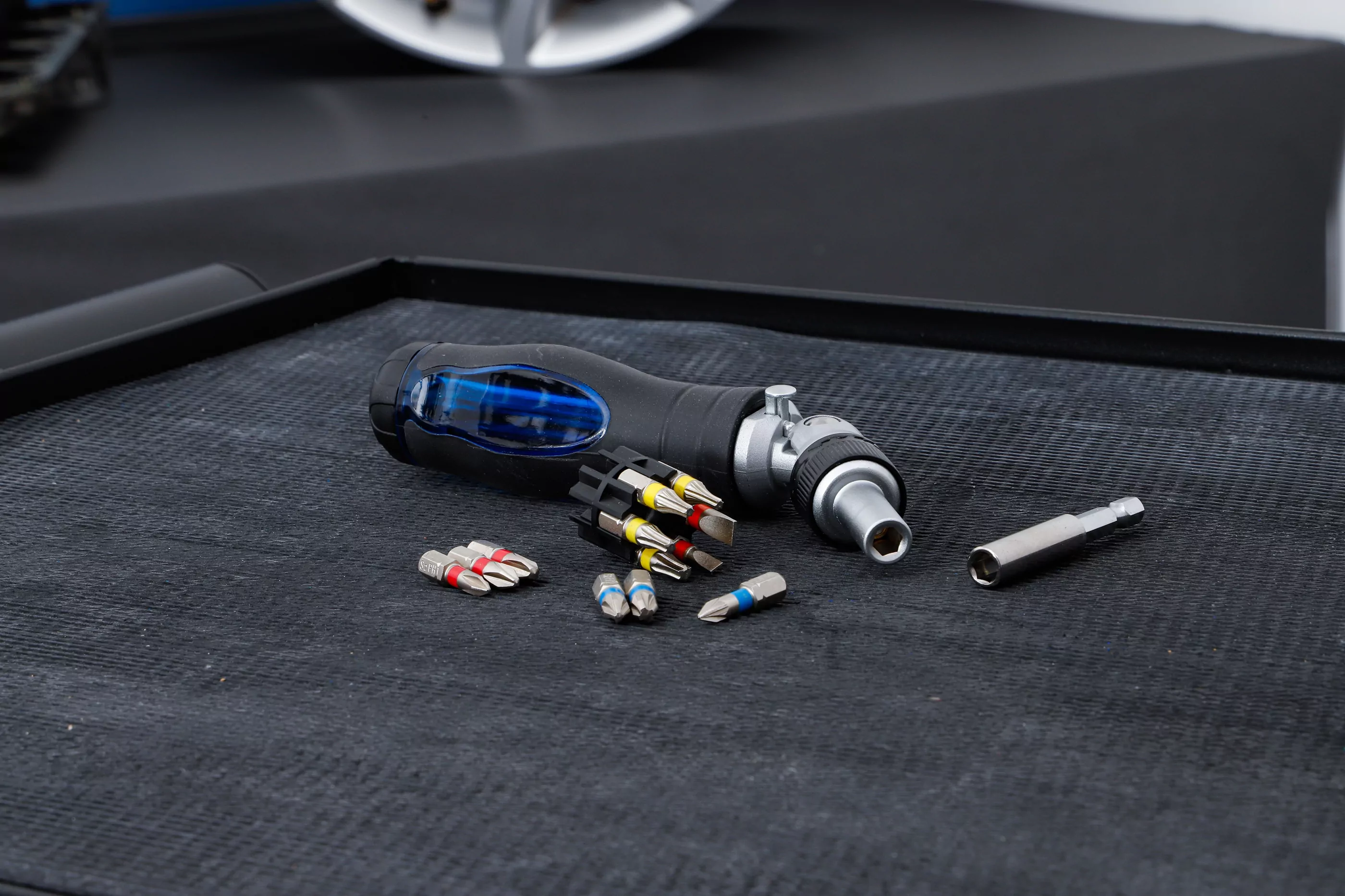 Gelenk-Schraubendreher-Bit-Satz | mit Ratschen-Drehgriff, umschaltbar | 14-tlg.