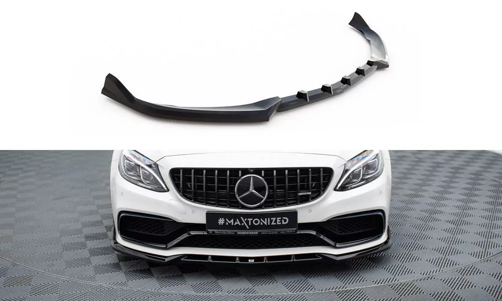 Front Ansatz V.2 Für Mercedes-AMG C63 Limousine / Kombi W205 / S205 Schwarz Hochglanz