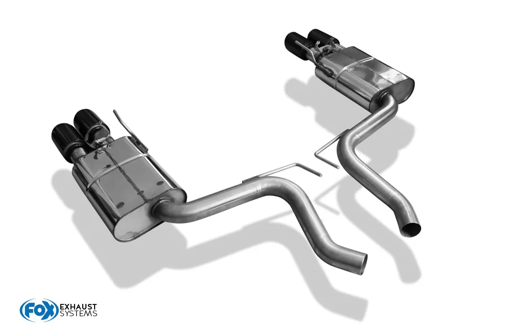 Ford Mustang VI Facelift Coupe & Convertible - 8 -Zylinder  Endschalldämpfer rechts/links mit Abgasklappen - 2x100 Typ 25 rechts/links schwarz emalliert