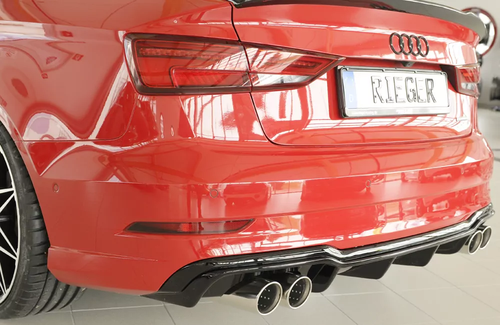 Rieger Heckeinsatz für Audi A3 (8V) - 3-tür. (Cabrio 8V7) 09.16- (ab Facelift) schwarz glanz