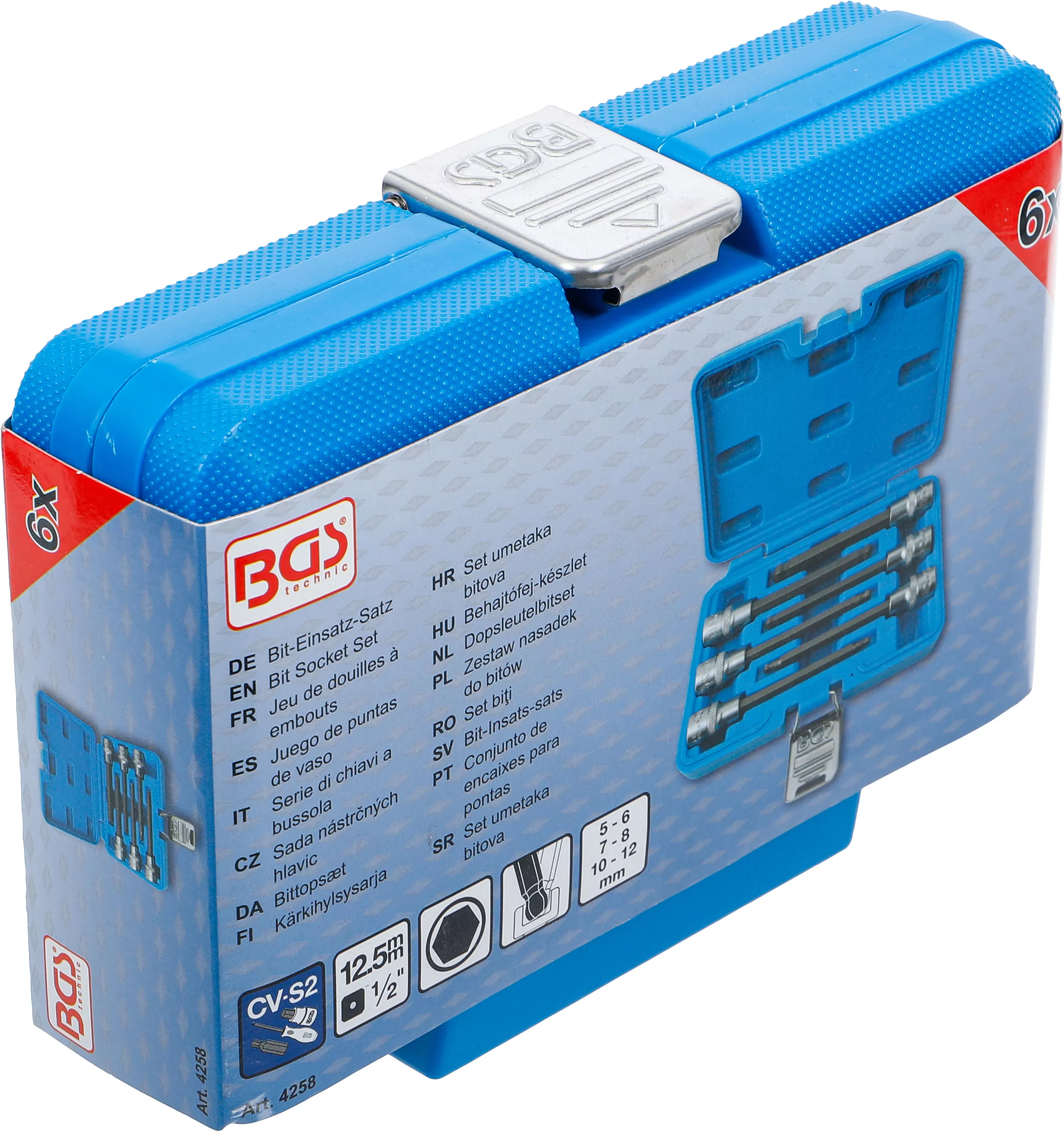 Bit-Einsatz-Satz | Antrieb Innenvierkant 12,5 mm (1/2") | Innensechskant mit Kugelkopf 5 - 12 mm | 6-tlg.