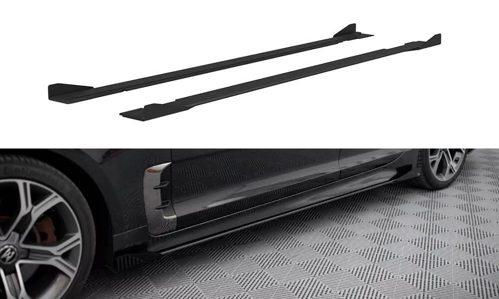 Street Pro Seitenschweller Ansatz Für + Flaps Kia Stinger GT / GT-Line / Standard Mk1 Schwarz Hochglanz