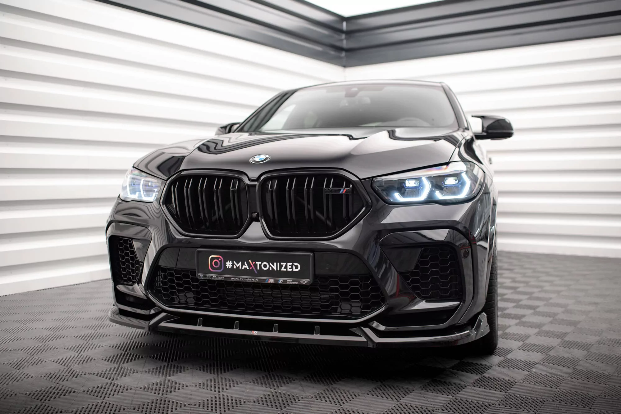 Front Ansatz V.2 Für BMW X6 M F96 Schwarz Hochglanz