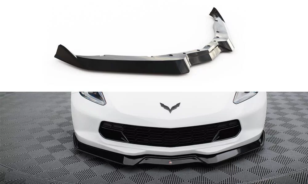 Front Ansatz V.2 Für Chevrolet Corvette Stingray / Z06 C7 Schwarz Hochglanz