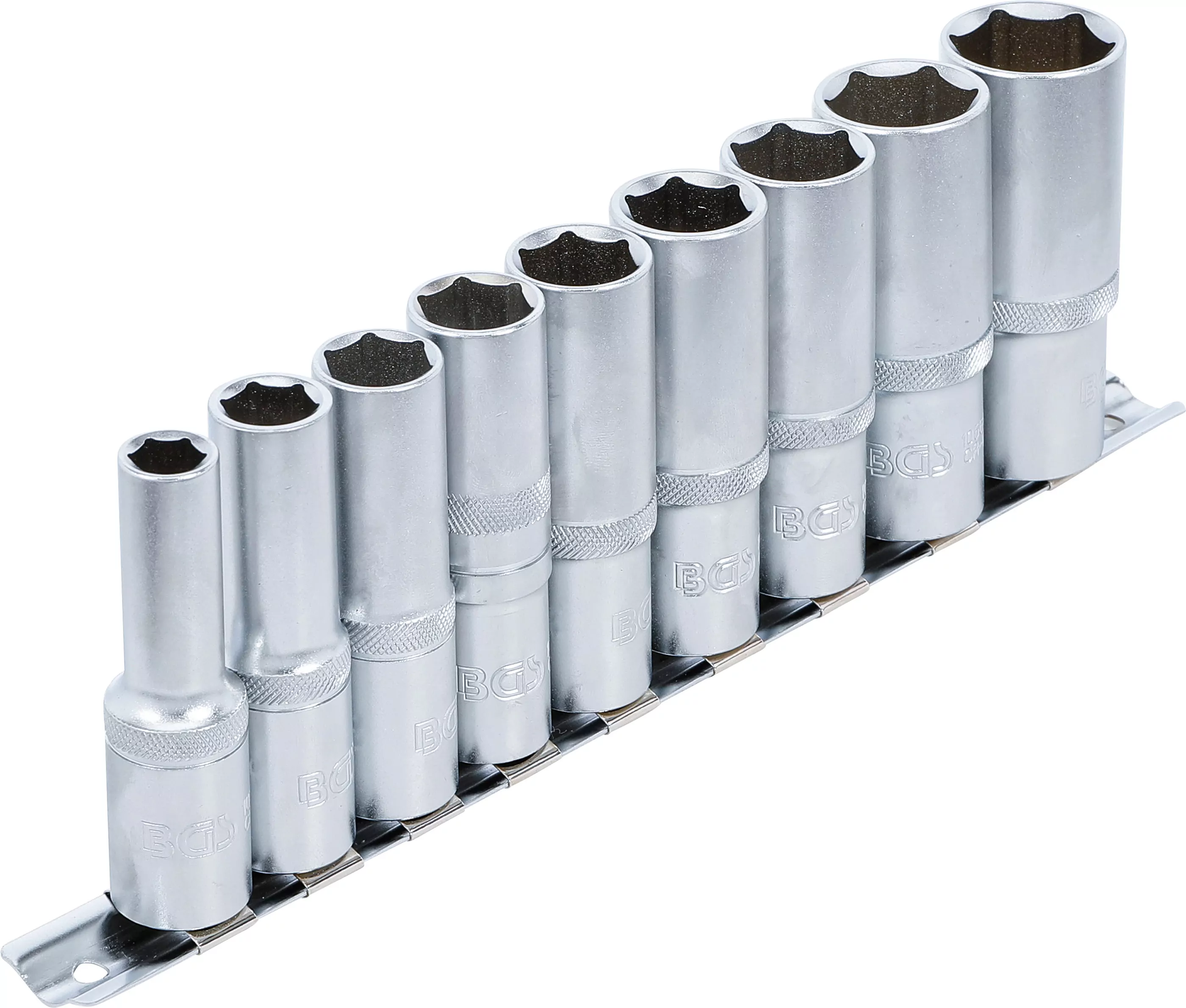 Steckschlüssel-Einsatz-Satz Sechskant, tief | Antrieb Innenvierkant 12,5 mm (1/2") | SW 10 - 24 mm | 9-tlg.