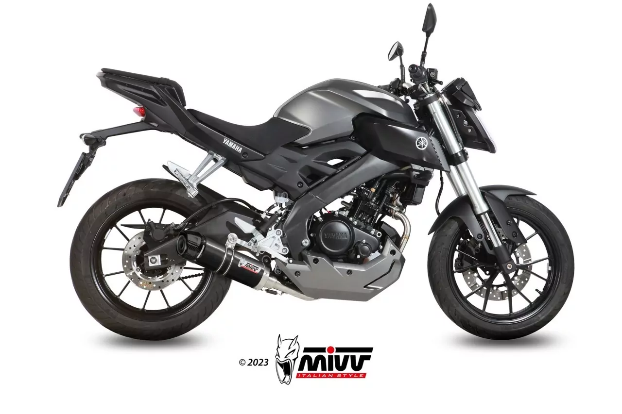 MIVV GP-C Edelstahl Schwarz Mit Carbonendkappe YAMAHA MT-125 2015 > 2019
