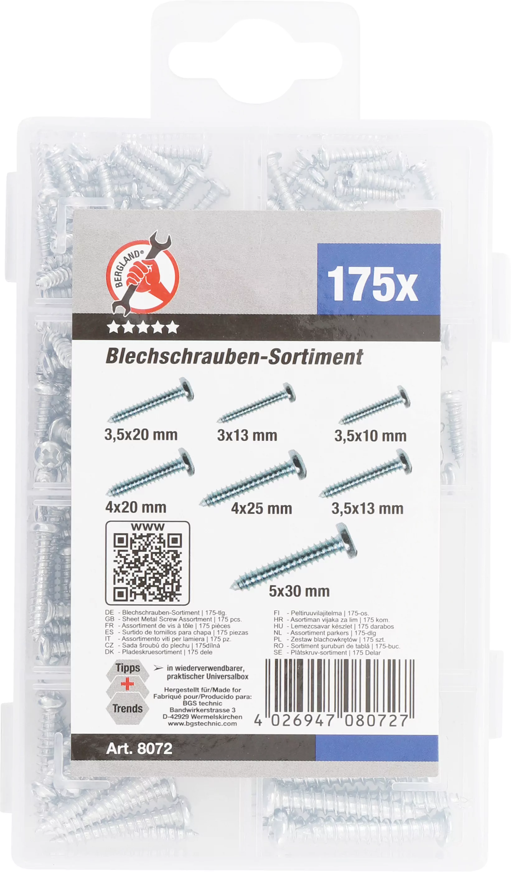 Blechschrauben-Sortiment | 175-tlg.