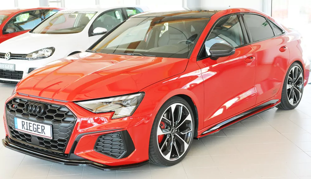 Rieger Seitenschweller links ansatz matt schwarz für Audi A3 S3 (GY) 5-tür. (Sportback) 07.20-05.24 (bis Facelift)