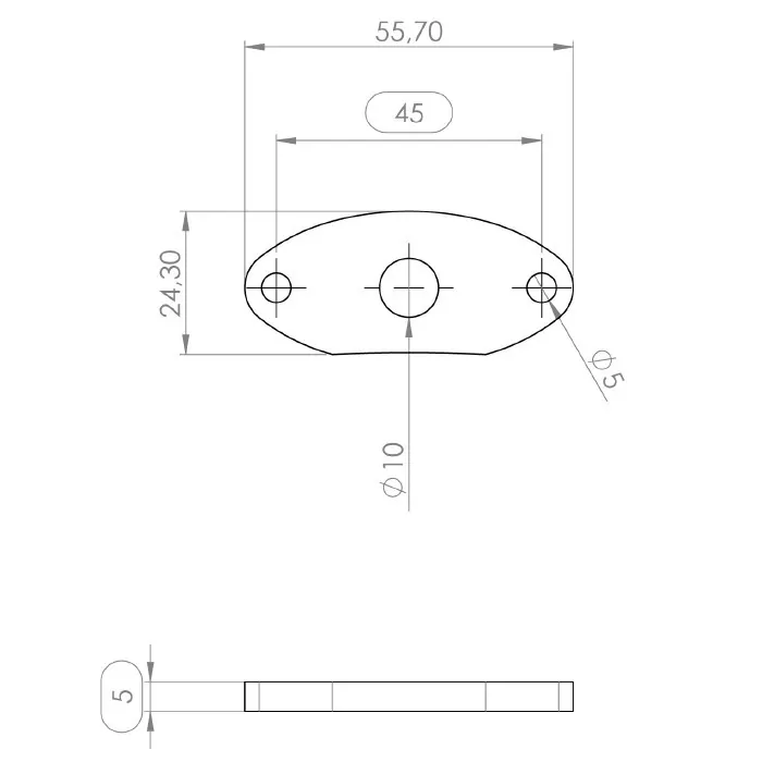 Spacer Kennzeichenbeleuchtung "Micro Space" schwarz | L55 x B30 x H5mm + 2 Schrauben M4 x 14mm