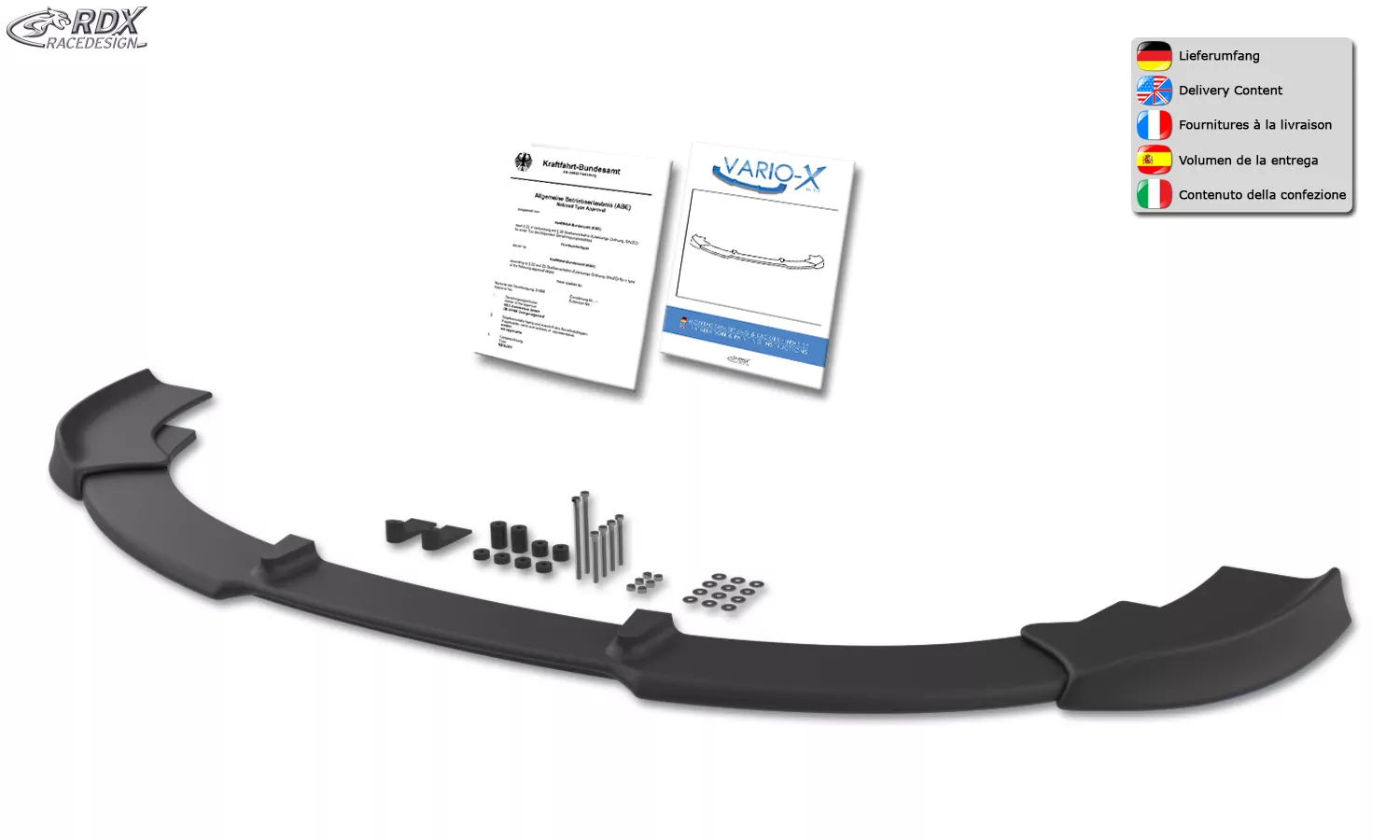 RDX Frontspoiler VARIO-X für RENAULT Megane 3 RS Frontlippe Front Ansatz Vorne Spoilerlippe