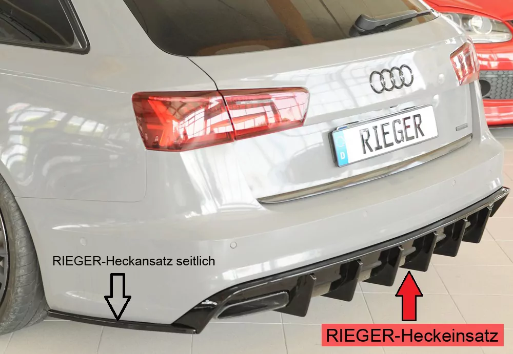 Rieger Heckeinsatz (für Fzg. ohne AHK) glanz schwarz für Audi A6 (4G/C7) Lim. 09.14- (ab Facelift)