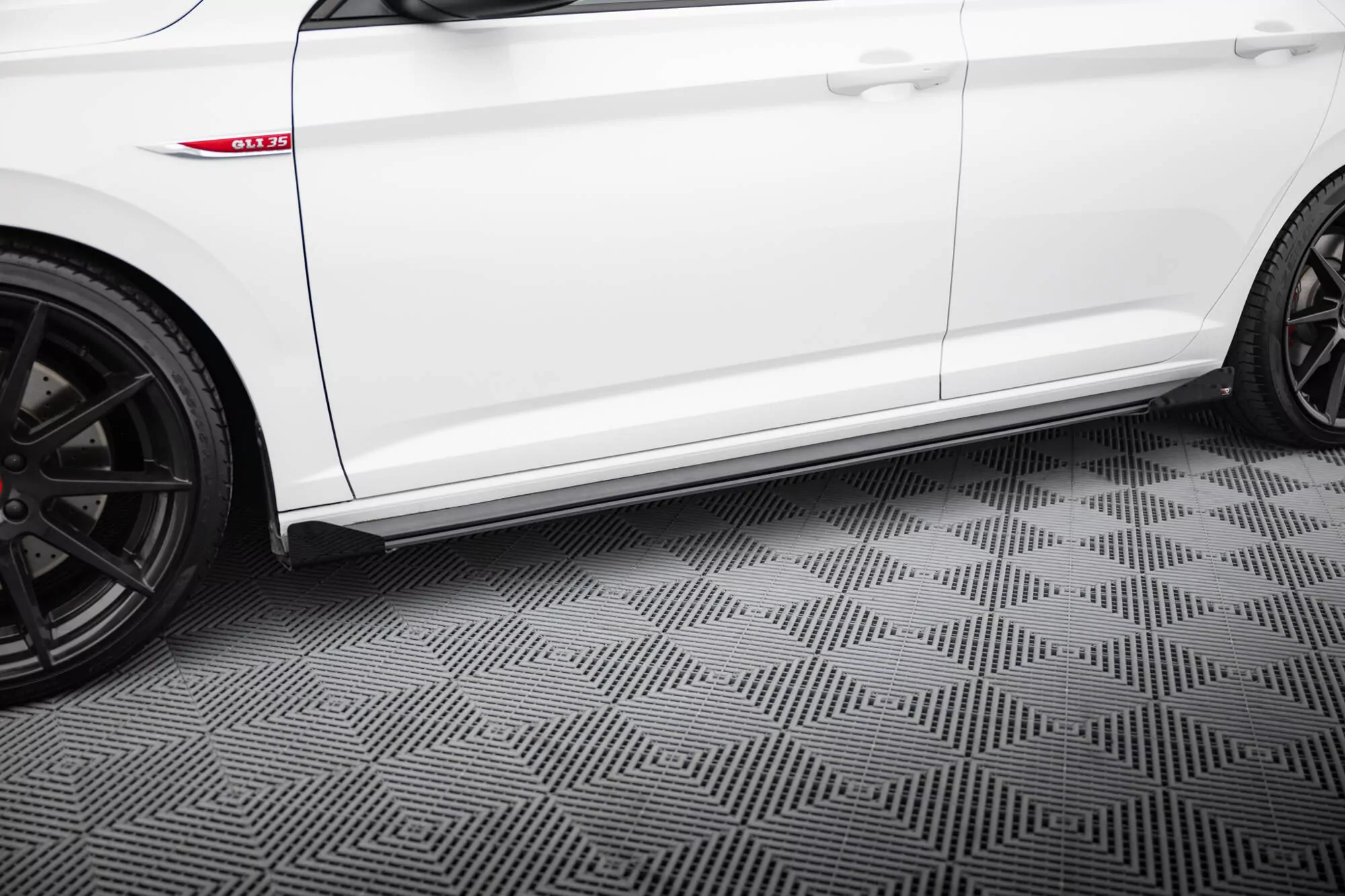 Street Pro Seitenschweller Ansatz Für + Flaps Volkswagen Jetta GLI Mk7 Schwarz Hochglanz