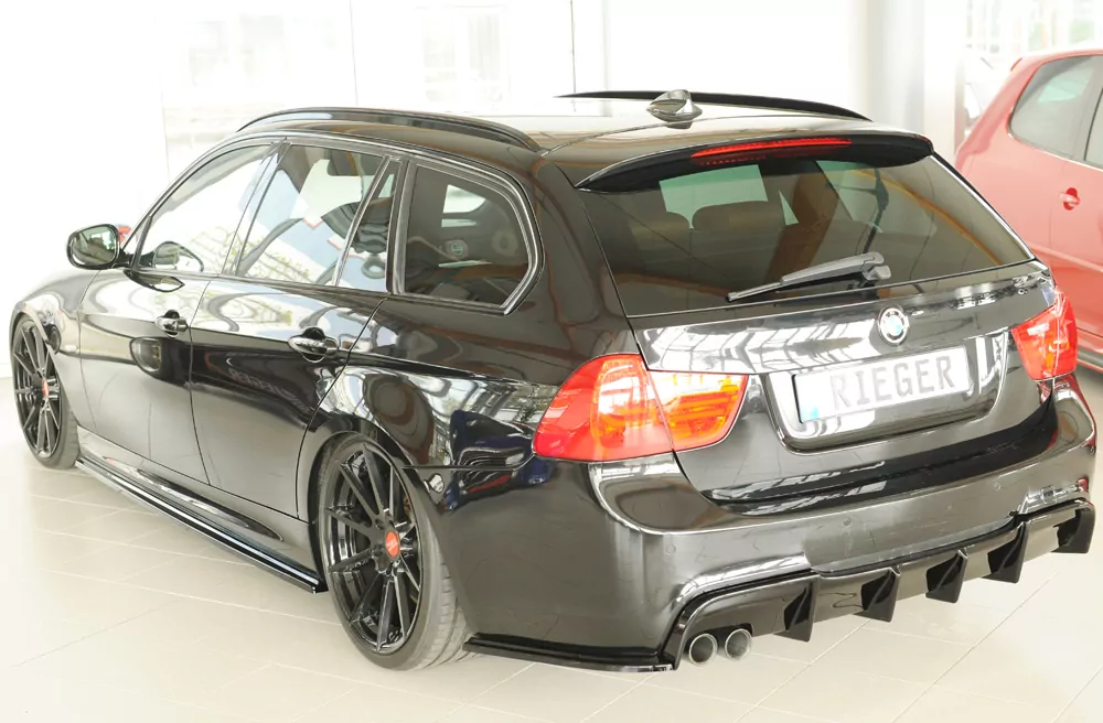 Rieger Heckschürzenansatz seitlich links glanz schwarz für BMW 3er E91 Touring 09.08- (ab Facelift) LCI