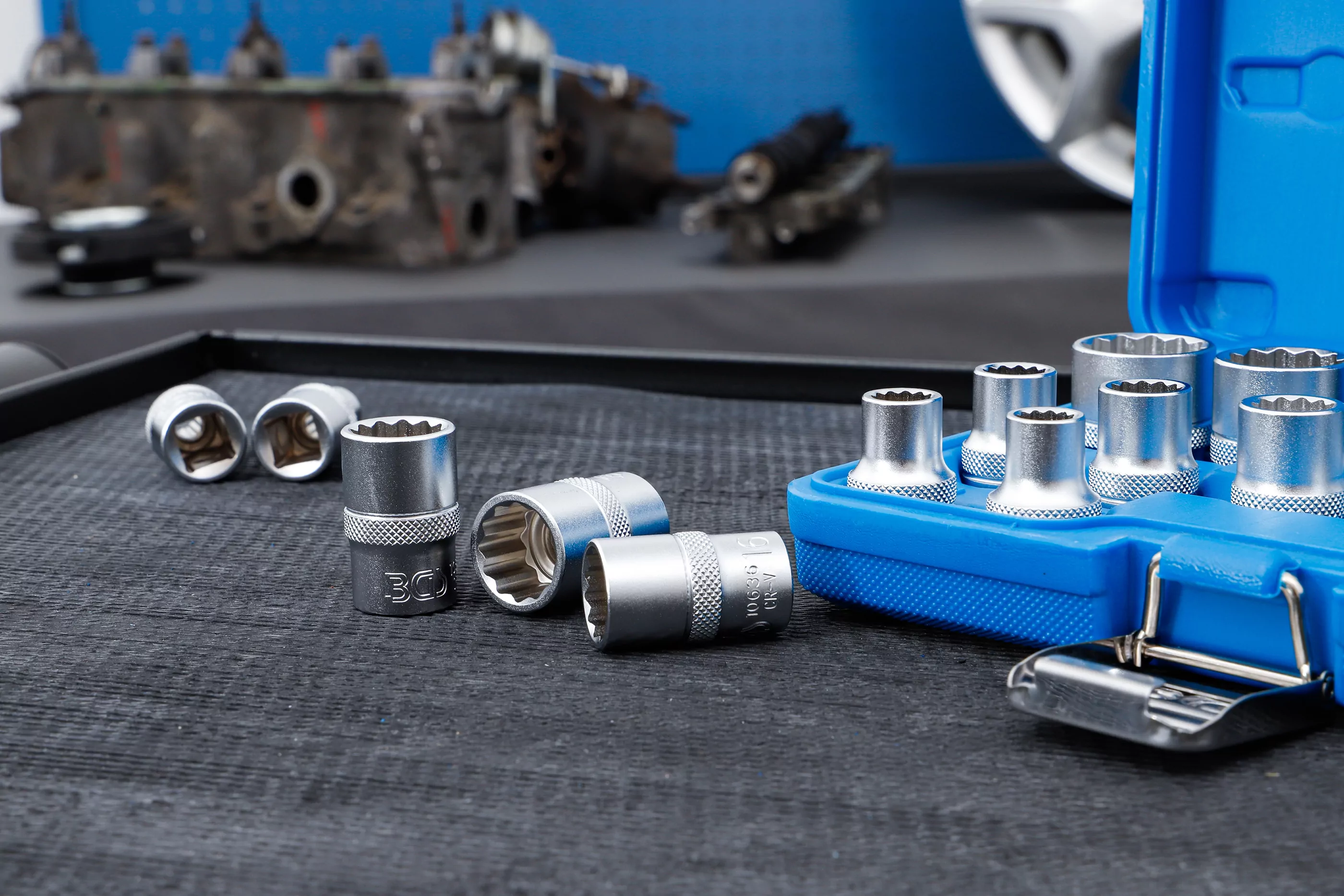 Steckschlüssel-Einsatz-Satz Zwölfkant | Antrieb Innenvierkant 12,5 mm (1/2") | SW 8 - 24 mm | 16-tlg.